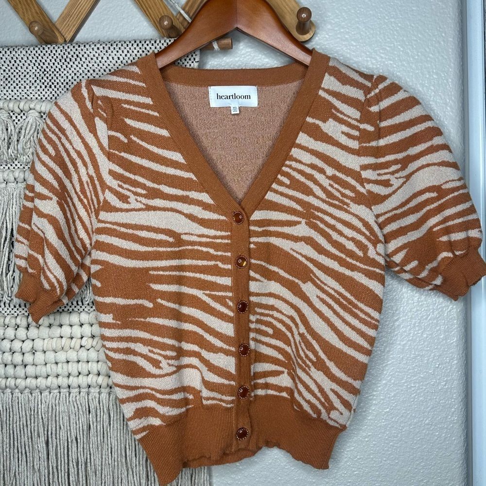 Heartloom Orange Zebra Print Sweater Top
